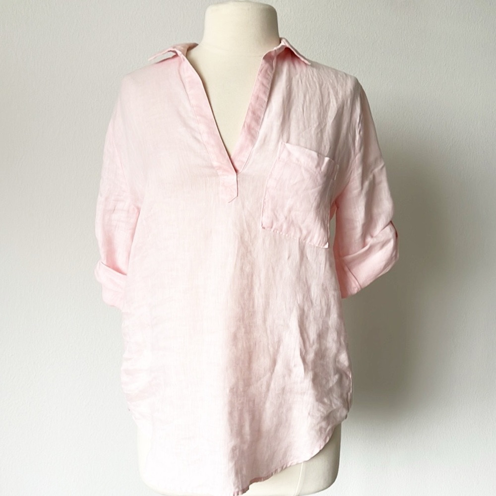 Side Stitch 10”% Linen Blouse - Picture 11 of 13